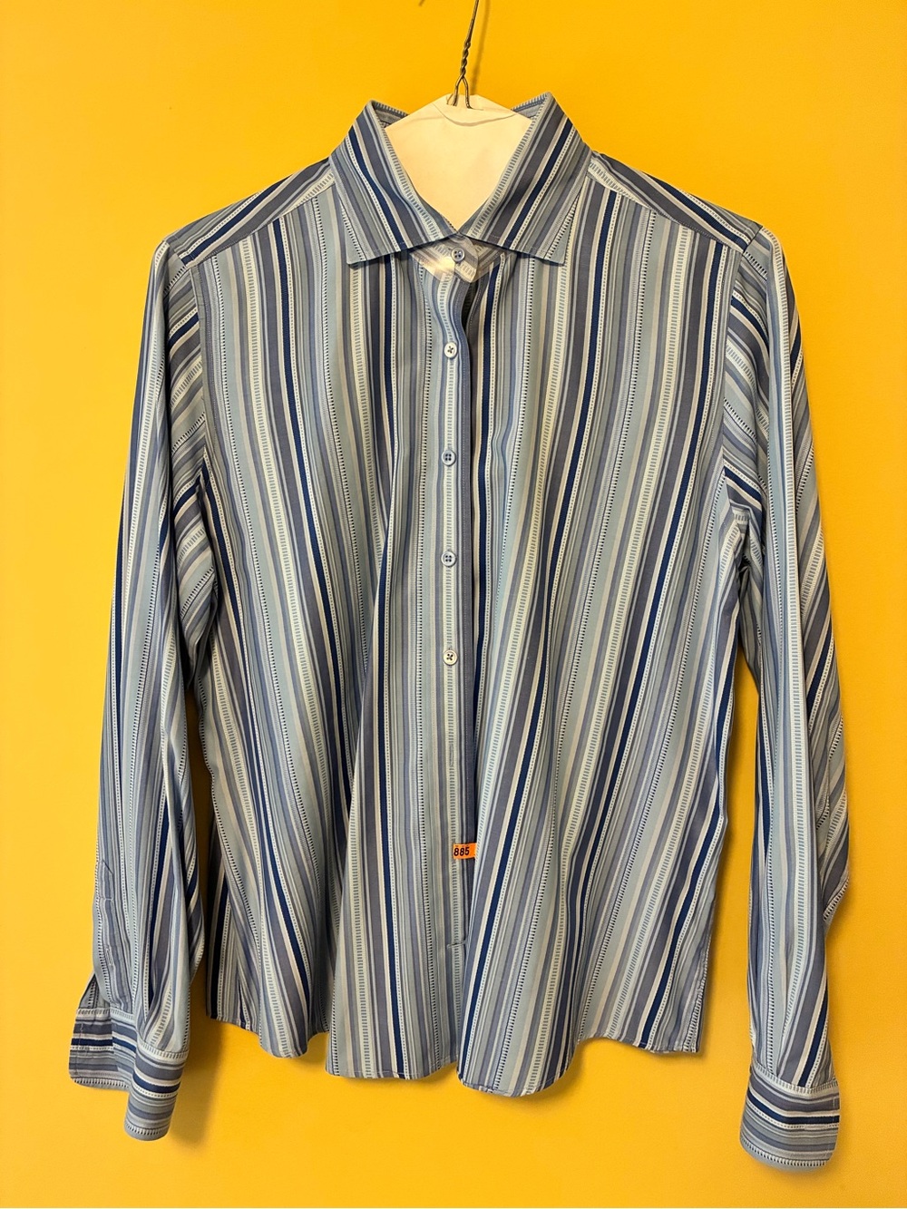 Faconnable Women's Blue & White Striped Button-Front Blouse